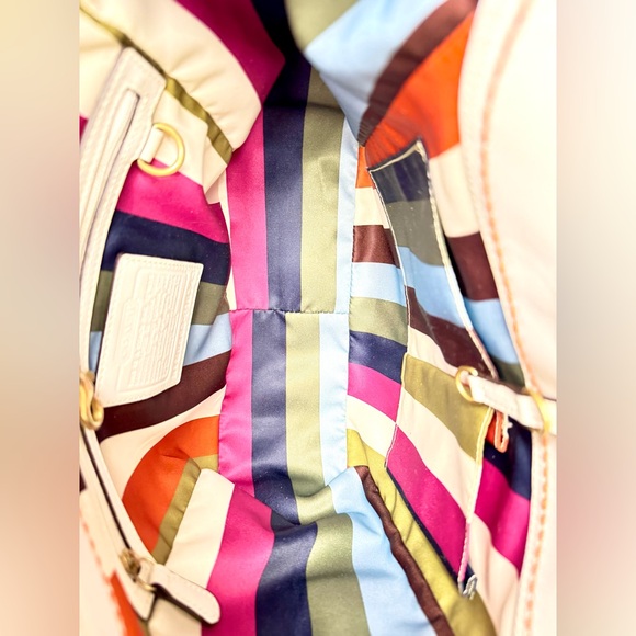 Coach Y2K Ergo White Leather XL Tote Bag w/ Legacy Stripe Interior & Hang Tag - Picture 6 of 8